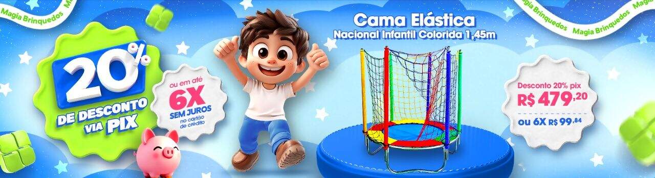 Cama Elástica Nacional Infantil Colorida - 1,45m