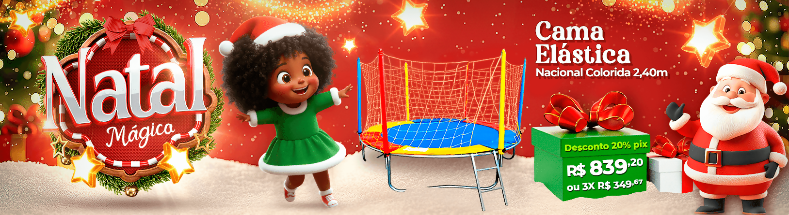 Cama Elástica Nacional Colorida 2,40m