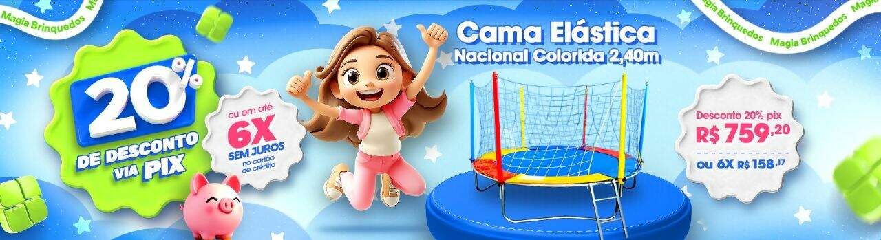 Cama Elástica Nacional Colorida - 2,40m